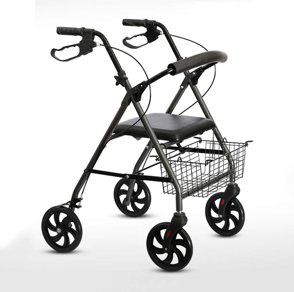 Przenośny chodzik Rollator, składane pomoce ułatwiające poruszanie się, chodzik z wygodnym oparciem, podwójny układ hamulcowy, używany do chodzenia seniorów Interesting