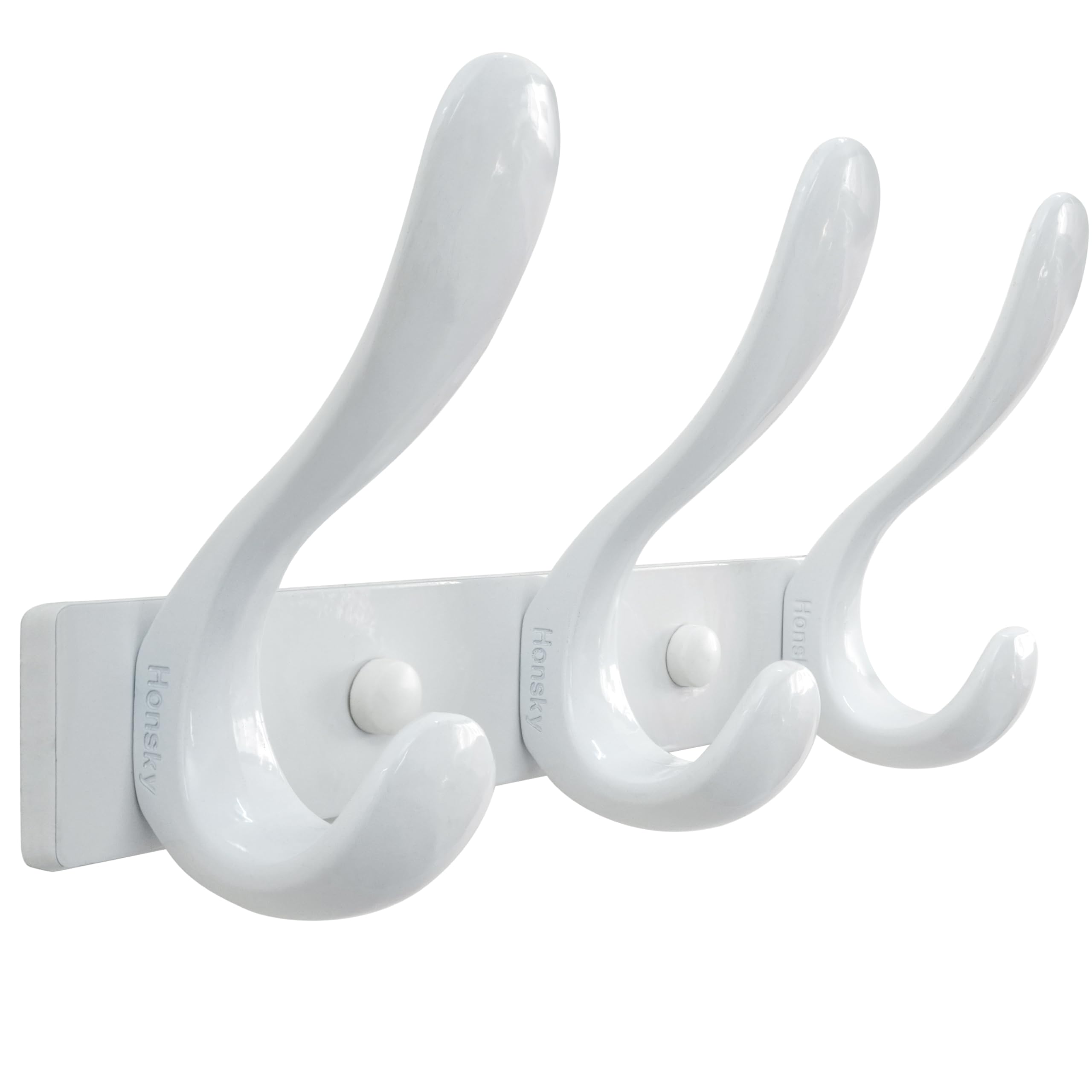 HONSKY Wall Coat Rack, Towel Rack,Metal Wall Coat Hanger with 3 Double Hooks (6 Hook), for Hanging Coat, Hat, Bag, in Hallway Entryway, White — image 1