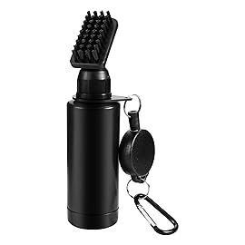 Yoport Pro Golf Club Brush Cleaner with Heavy-Duty Retractable Clip & 4oz Squeeze Water Bottle | Premium Golf Accessories for Men | Durable Black Design (Red)