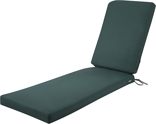Classic Accessories Ravenna - Cojín para tumbona de patio resistente al agua, 80 x 26 x 3 pulgadas, color verde mazo, cojines de asiento para