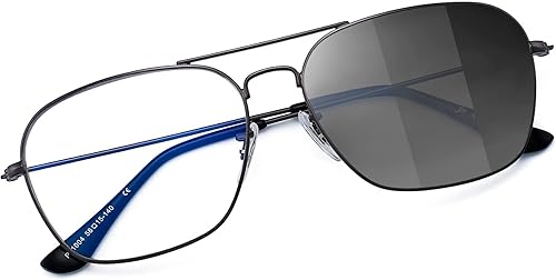 Miniatura 7 de JM Lentes de computadora con bloqueo de luz azul de aviador, anteojos cuadrados para proteger los ojos, lentes de video antirreflejos, para hombres