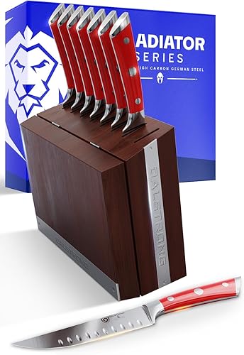 Dalstrong Juego de cuchillos para carne, 8 piezas, hoja de borde recto de 5 pulgadas, Gladiator Series Elite, cuchillo de cocina forjado de acero