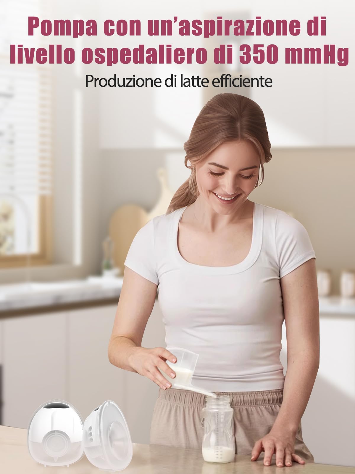 Lulia Tiralatte Elettrico Indossabile LU05, con 4 Modalità e 9 Livelli, Tiralatte Indossabile Portatile con 4 Flange di Dimensioni 17/19/21/24mm (1 Pezzo)