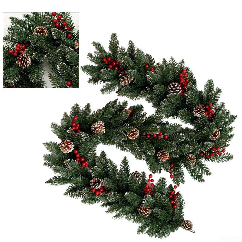 2.1m Weihnachts Girlande Kunst Rattan Realistisch Grün 2.1m