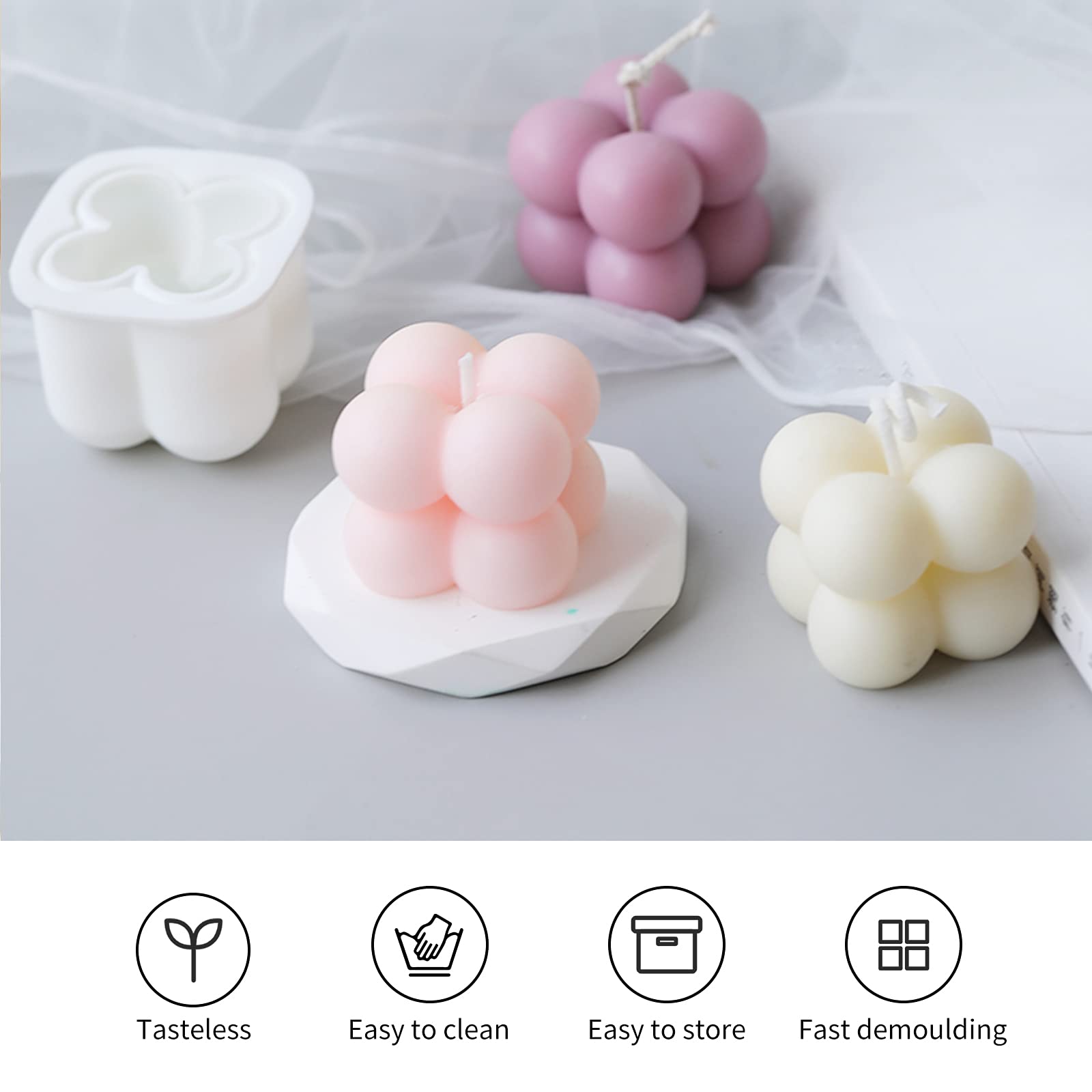 Confezione 6 Stampi In Silicone Per Candele 3D | Forme: Cubo, Cipolla, Pigna, Rosa | Riutilizzabili, Per Candele Fai Da Te E Aromaterapia