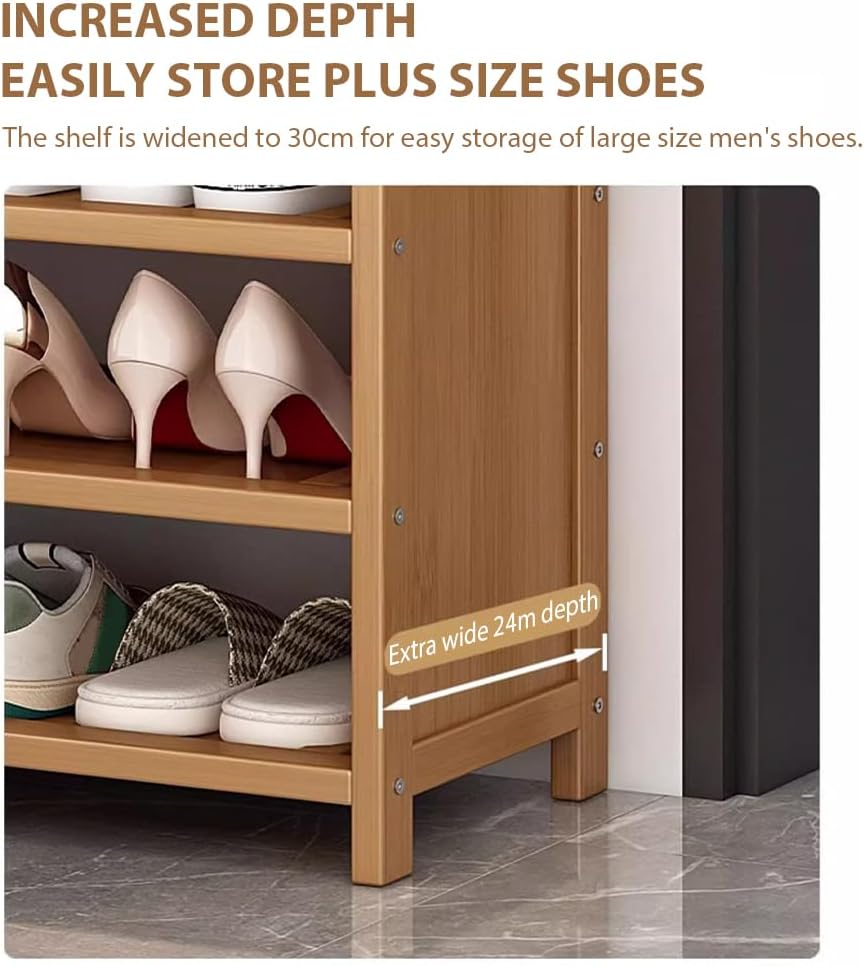 6-Tier Wooden Shoe Rack with Cover - Holds 20 Pairs, Dustproof Shoe Organizer for Entrance and Closet