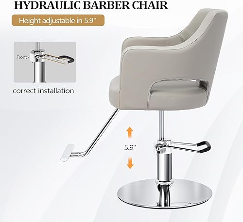 Vista 31 de OmySalon Sillas de peluquería para peluquería silla de estilo negro dorado, silla de salón para estilista, Bomba hidráulica resistente, 360° Oro