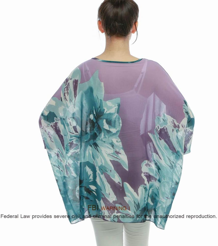 Women's Loose Batwing Blouse Chiffon Top Camouflage Printed Kimono Poncho Tunic Kaftan Cover up - Image 6