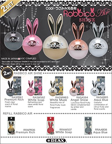 Rabbico Rabbit Air Shine Car Vent Clip Air Freshener Angel Snow Scent, 2-Pcs, Angel Snow Scent Is A Luxurious Floral Fruity Blend Complemented By Amber And Vanilla Scents #TOP5