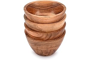 NIRMAN Acacia Wooden Bowls (Set of 4) for the Kitchen, Meal Party,...
