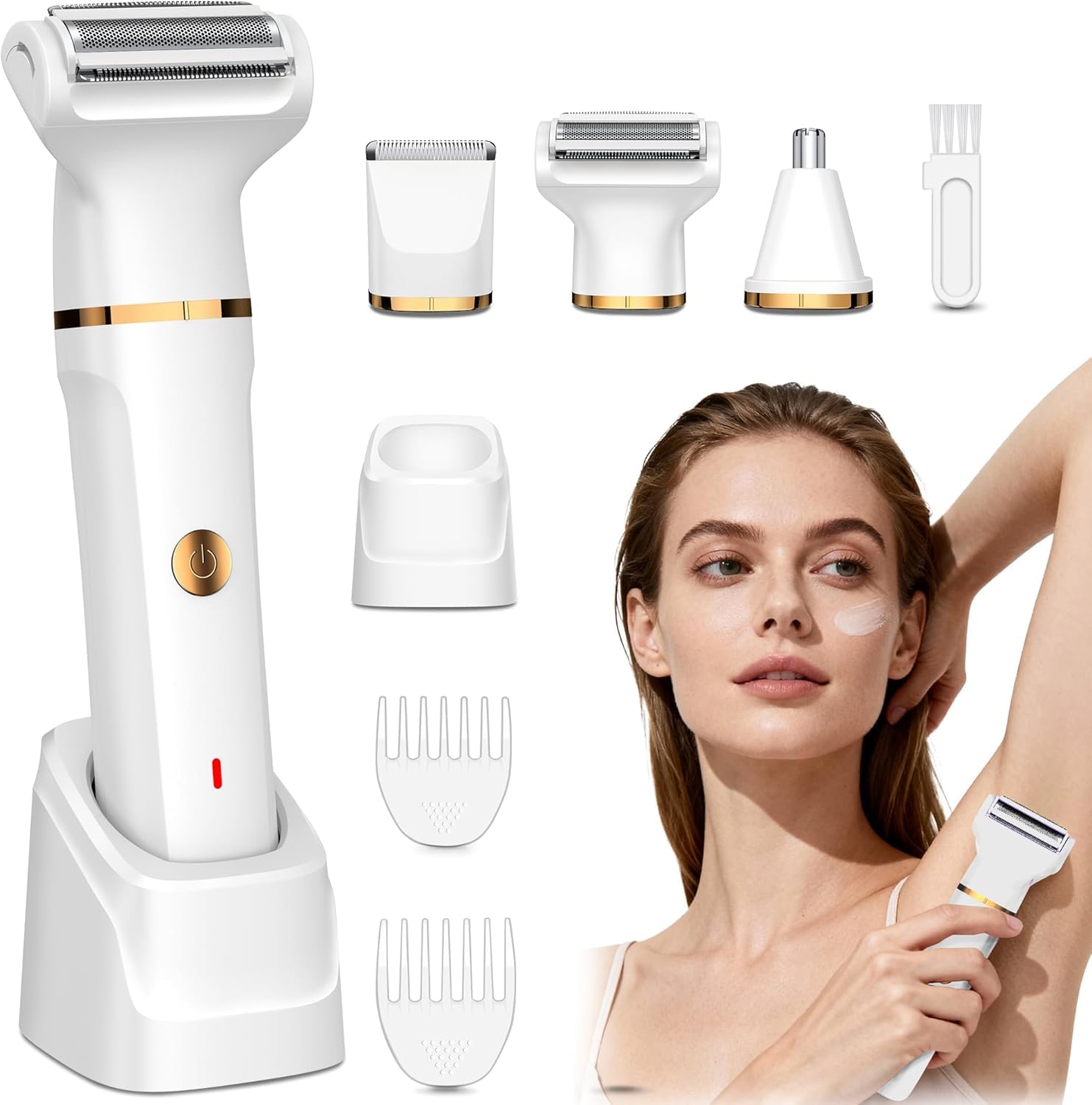 Women's Razor, 3-in-1 Women's Electric Shaver for Body, Pubic and Nose, Intimate Shaver for Women, IPX7 Waterproof, Wet and Dry Use, Rechargeable Trimmer for Women with USB Charging Status