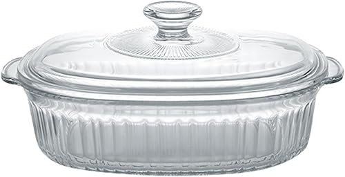 Cacerola de vidrio de 1.5L con tapa, resistente al calor y al frío, bandeja para hornear ovalada con asas, apta para horno y microondas