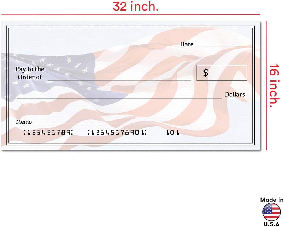 Giant Fake Check for Endowment Award - 16" x 32" - Large Novelty Presentation Checks Plaque - Blank Big Reward Prize Spin Wheel Donation - Raffle Fundraising Winners Celebration : Office Products