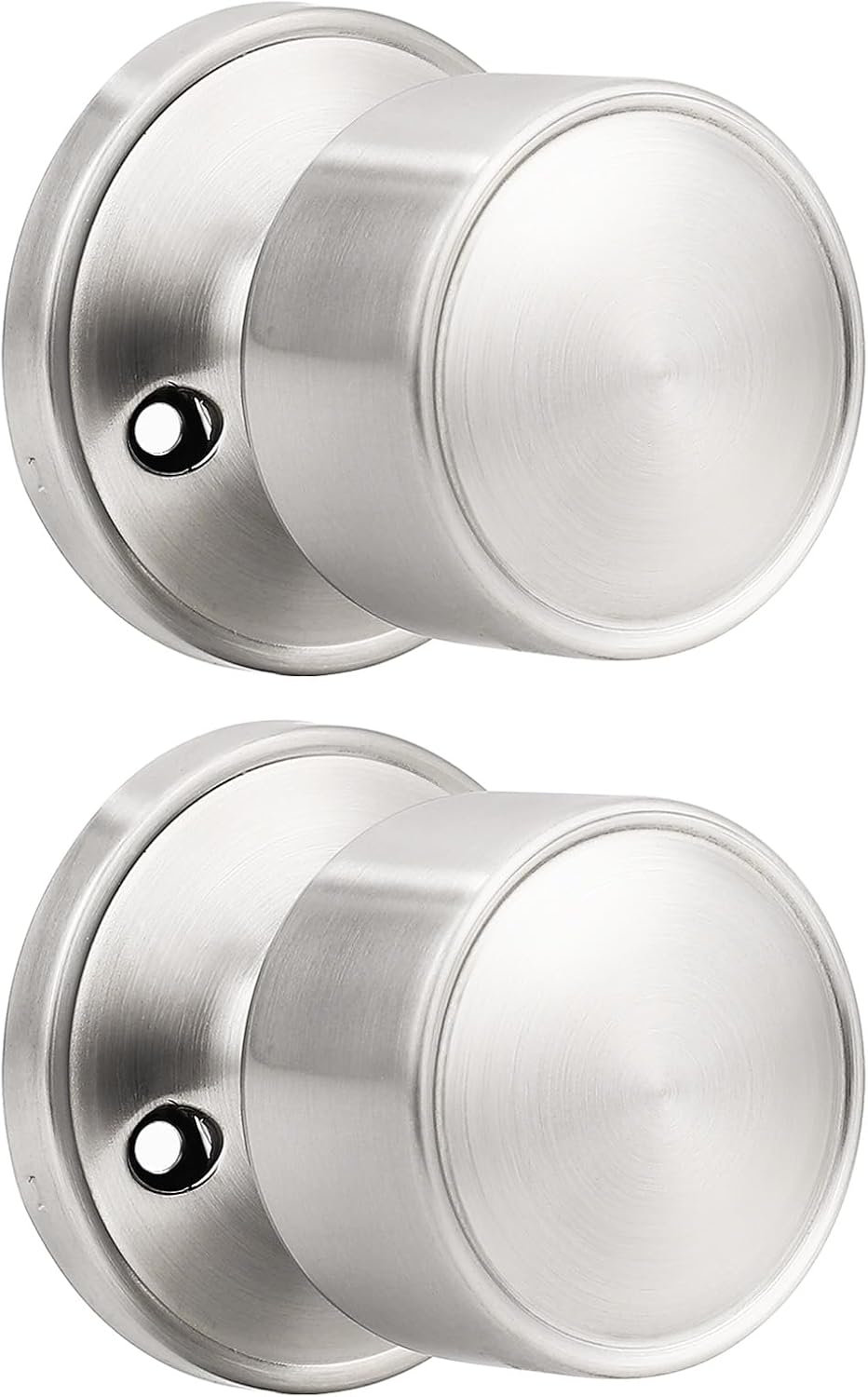 knobelite 2 Pack Dummy Knob Satin Nickel Closet Door Knobs Single Side Non-Turning, Inactive Interior Round Knob