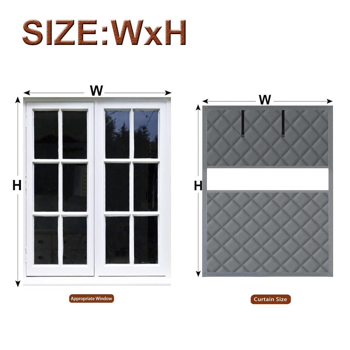 Fenster Isolierfolie Wintern, Isolier-Vorhang & Verdunklungsfolie Set | Thermo Fensterabdeckung Aus Oxford-Stoff | 50-300cm | Kälteschutz, Windschutz, Energiesparen(Gray,150x200cm)