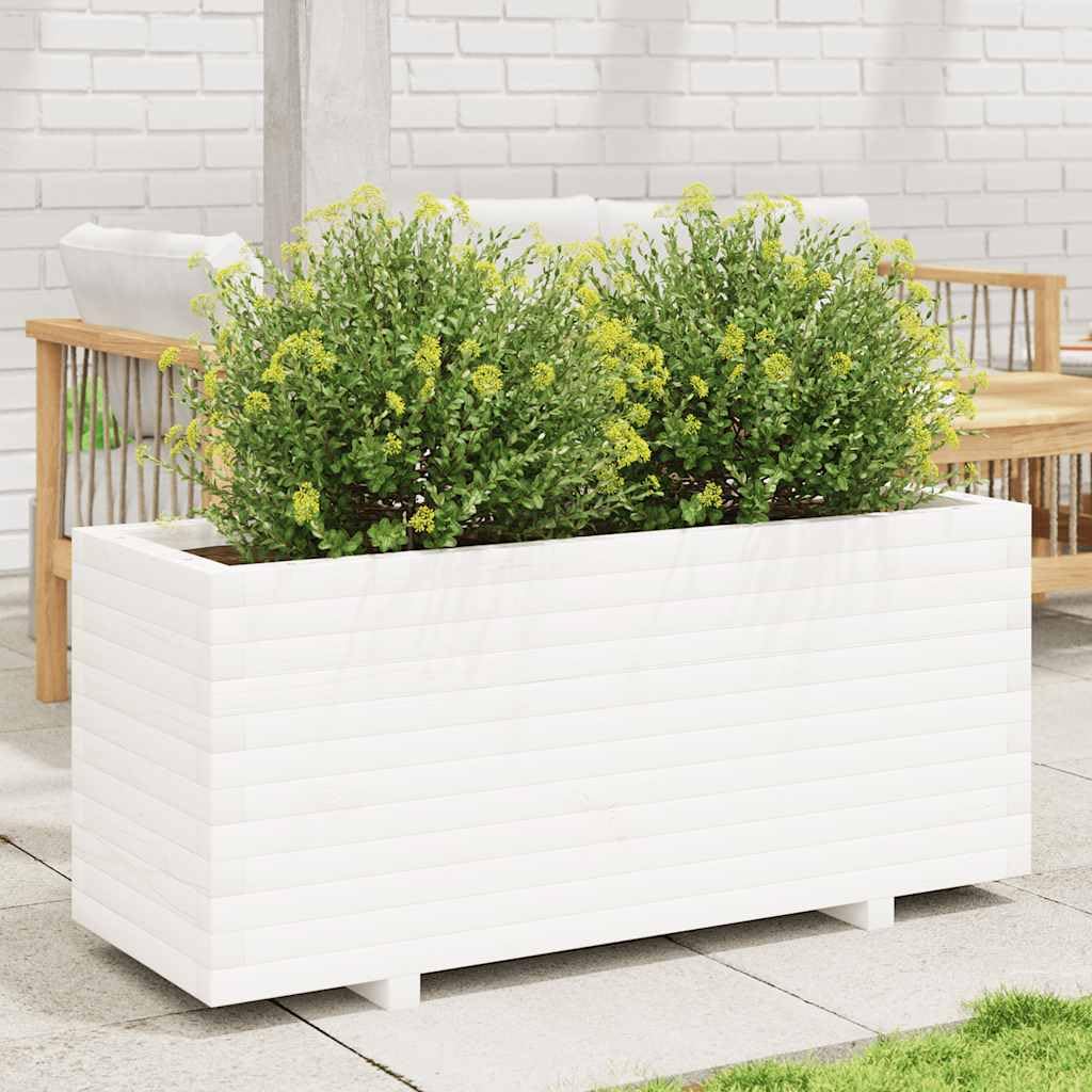 Jardinière en bois massif pin blanc grand bac à fleurs intérieur extérieur