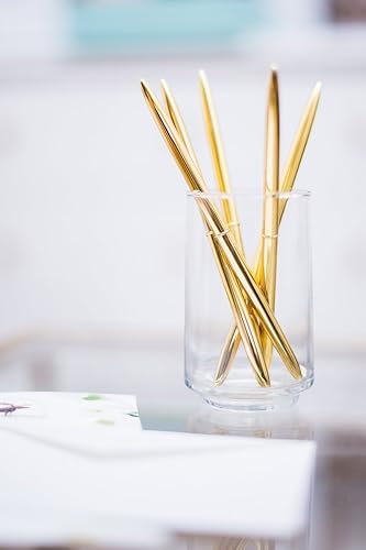 Miniatura 5 de Suministros de oficina dorados por luxye, plumas oro y rosa, set de 6piezas de bolígrafos, bolígrafo con punta metálica, Dorado