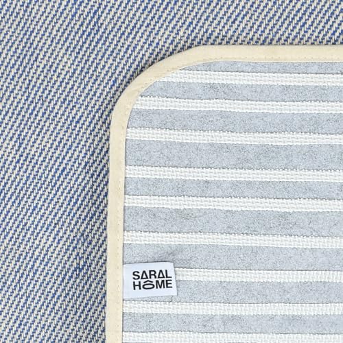 Image of Saral Home Cotton Yoga Mat /Runner (Blue, 60X180 CM)