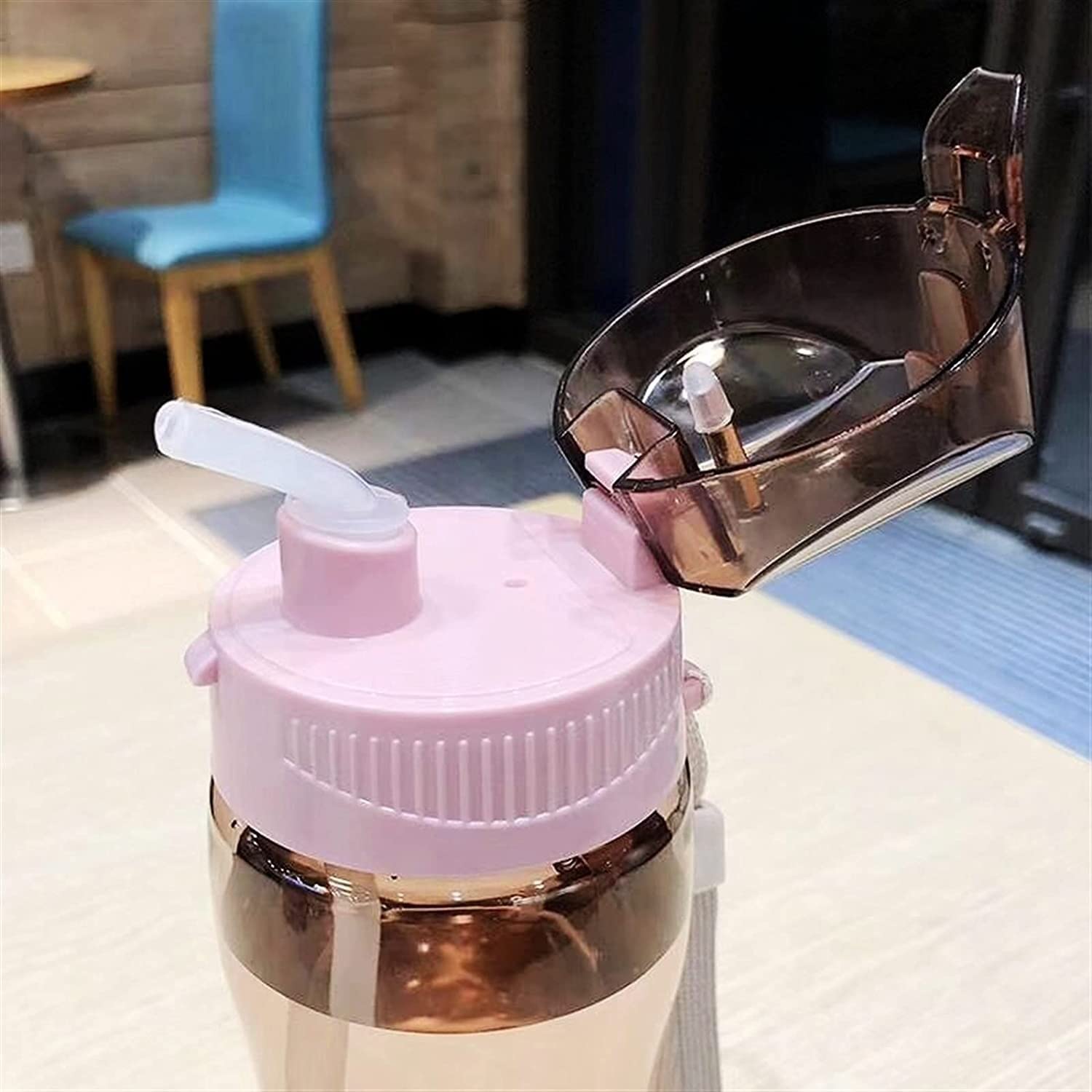 Borraccia Borraccia da 580 Ml con Cannuccia Borraccia per Esterni in Plastica Borraccia per Bici da Campeggio Dinkware Water Bottle(Pink)