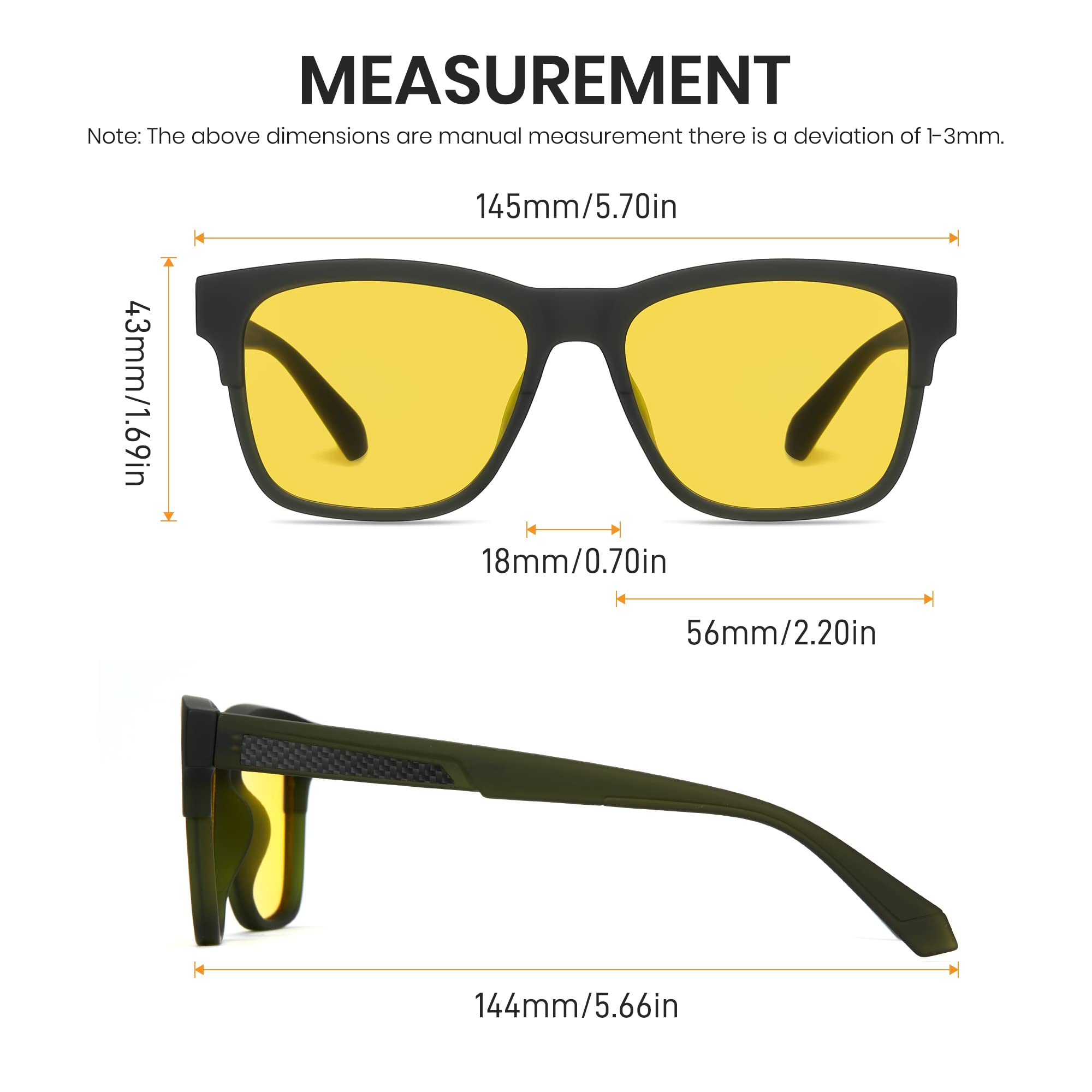 Cyxus Gafas de sol para hombre y mujer, cuadradas, polarizadas, protección UV400, para conducir, pescar, viajar
