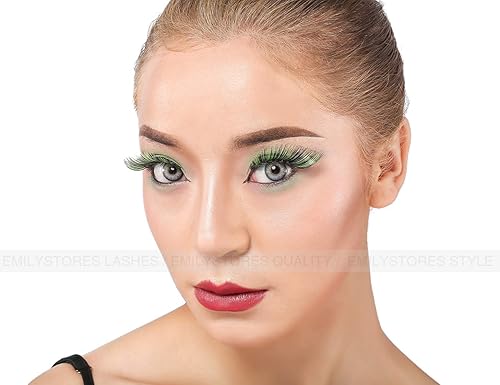 Miniatura 7 de EMILYSTORES Adivinador verde disfraz Halloween pestañas de ojos para fiesta mirando 1 par