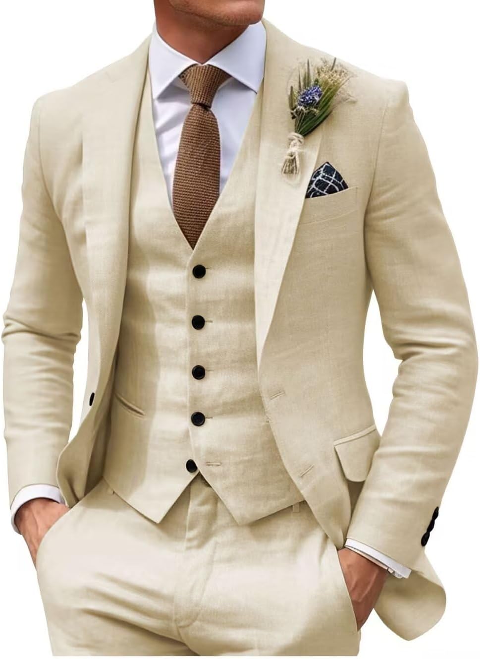 HUUTOE Mens Piece Linen Slim Fit Suits for Men Malaysia Ubuy