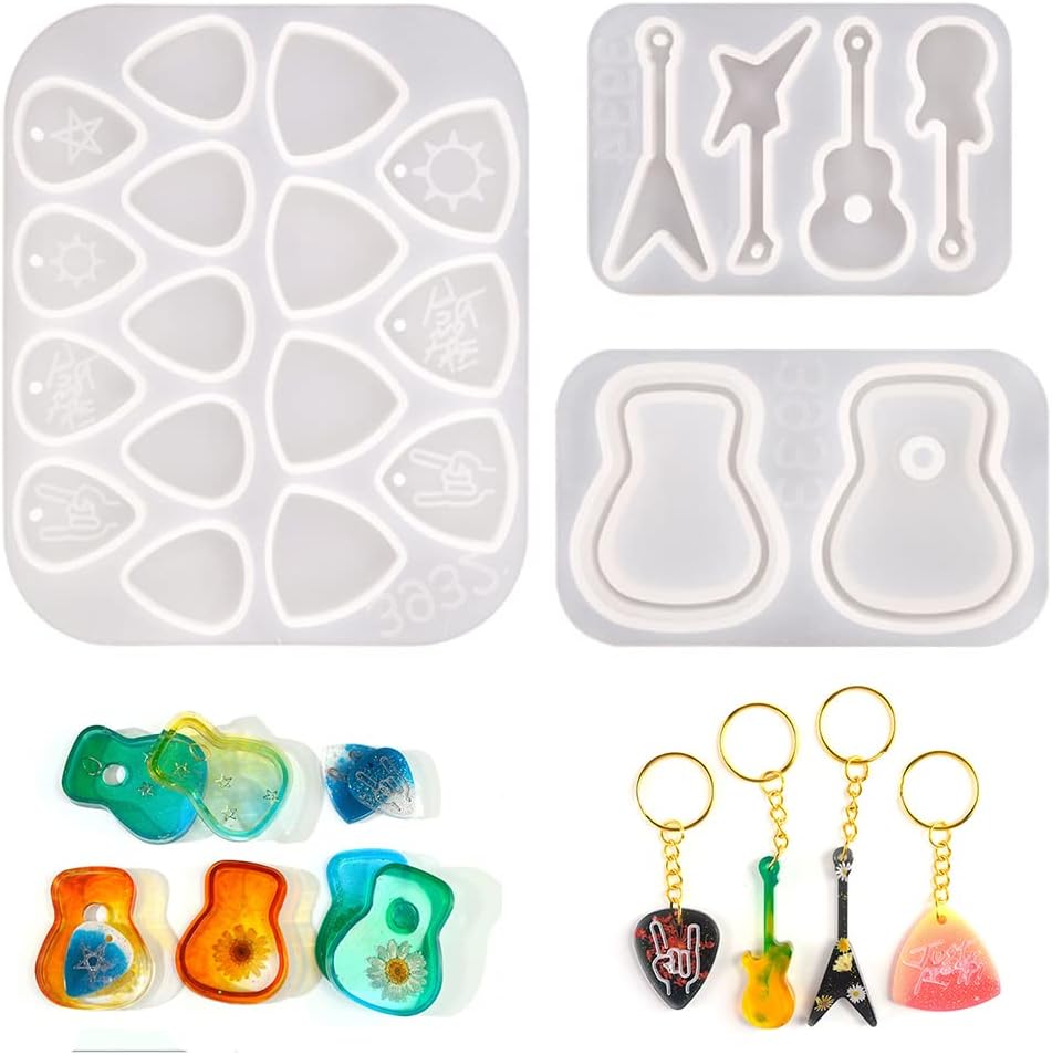 3Pcs Guitar Pick Resin Molds Guitar Triangle Plectrum