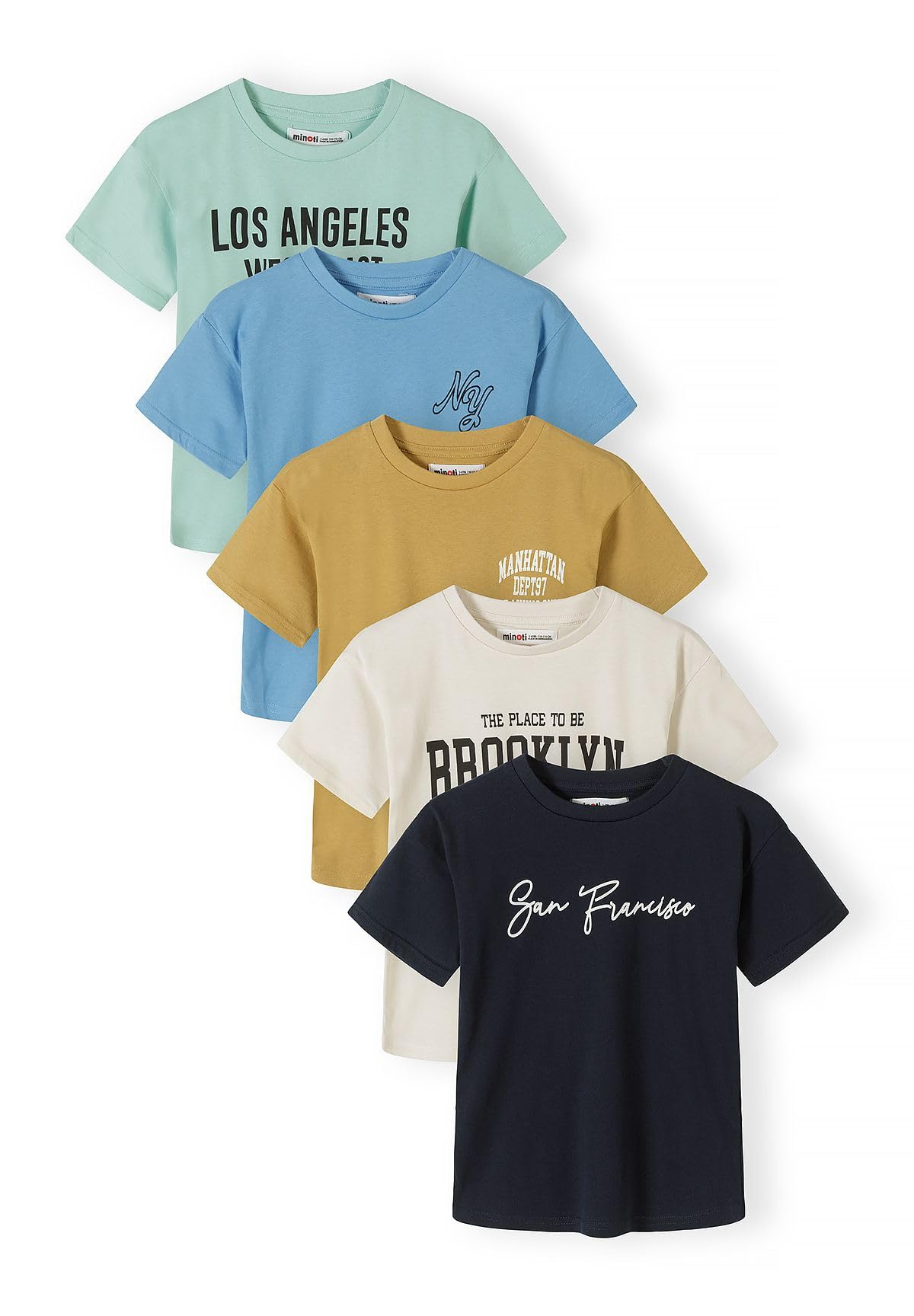 Minoti Jungen T-Shirt 5er Pack 100% Baumwolle Kinder T-Shirts Set