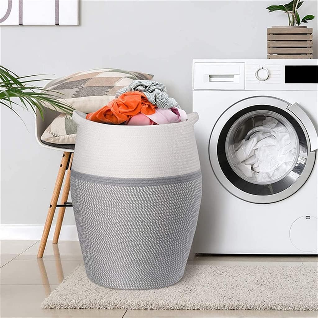 99L Large Capacity Laundry Basket Cotton Rope Woven Storage Baskets Organizer Big Belly Toys Dirty Clothes Hamper image 2