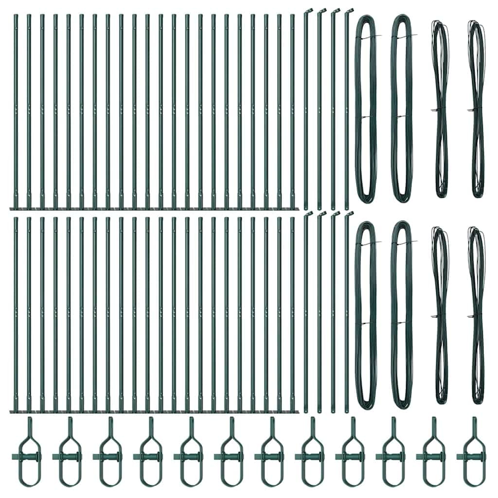 Postes para valla para hormigón, 52 unidades, color verde | Acero con recubrimiento en polvo, base de hormigón estable, resistente a la intemperie, diseño moderno, para jardín y terraza