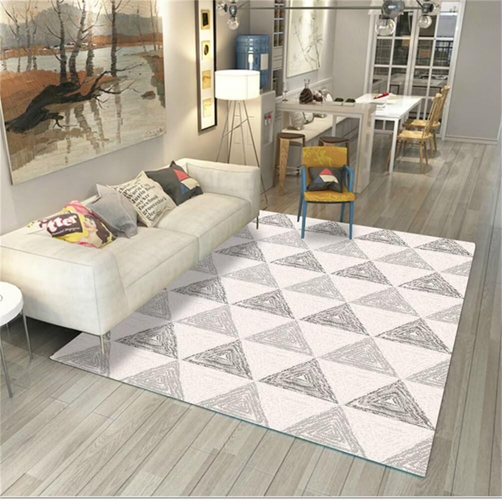 Tapis géométriques modernes gris 90x180CM pour grand couloir et chambre adulte