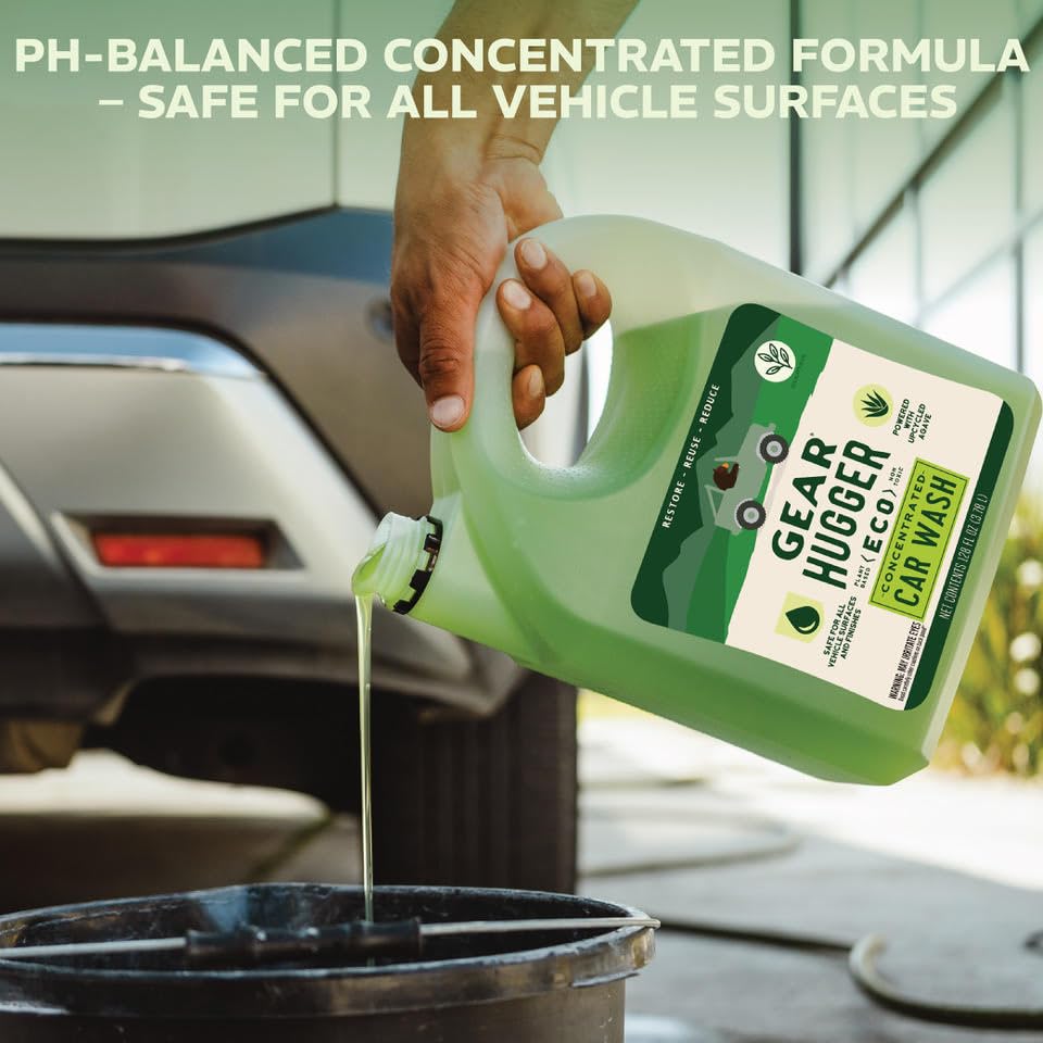 Image of Gear Hugger Car Wash Soap Gallon (128 oz, Pack of 1) - Eco-Friendly Car Cleaner, Biodegradable Car Wash with Natural Saponins & Eucalyptus - Safe Car Soap for All Vehicle Surfaces