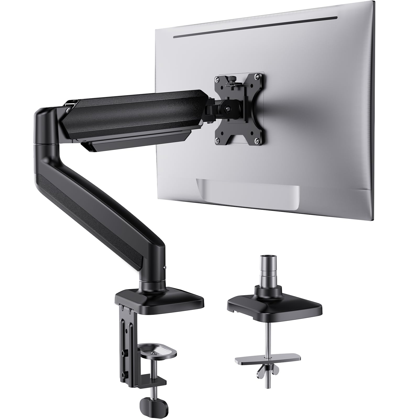 HUANUO Single Monitor Mount, Adjustable Monitor Arm for 13–34 Inch Screen Up to 22lbs, C-Clamp &amp; Grommet Base, Ergonomic Stand for Work and Gaming, VESA 75x75mm or 100x100mm