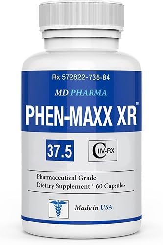 PHEN-MAXX XR 37.5 (Grado farmacéutico OTC - Sobre el mostrador - Píldoras de dieta para pérdida de peso) - Supresor avanzado del apetito - Aumenta