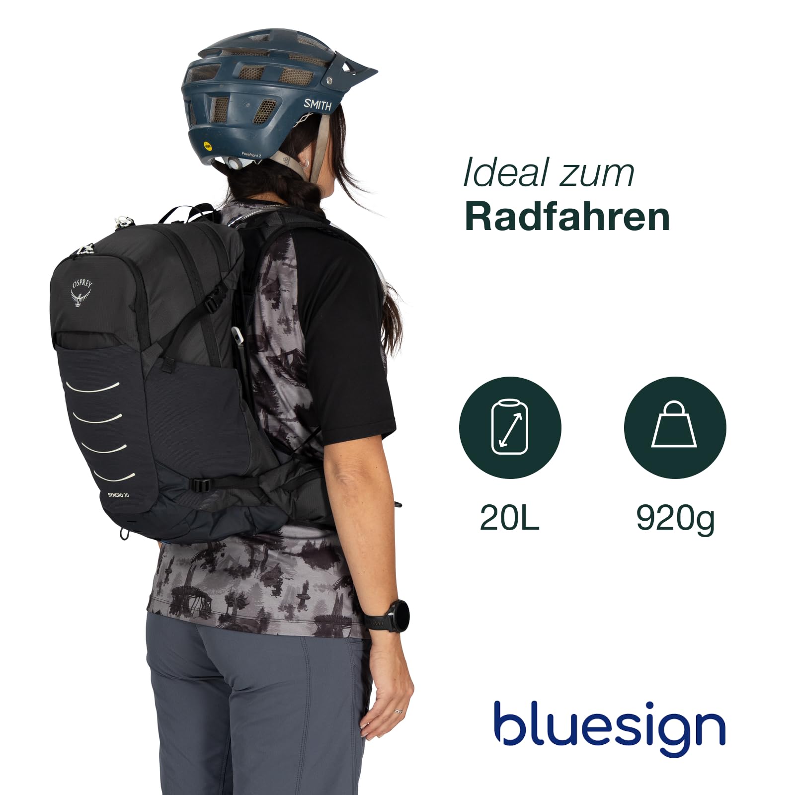Osprey Syncro Herren-Fahrradrucksack, 20L, Raven Black