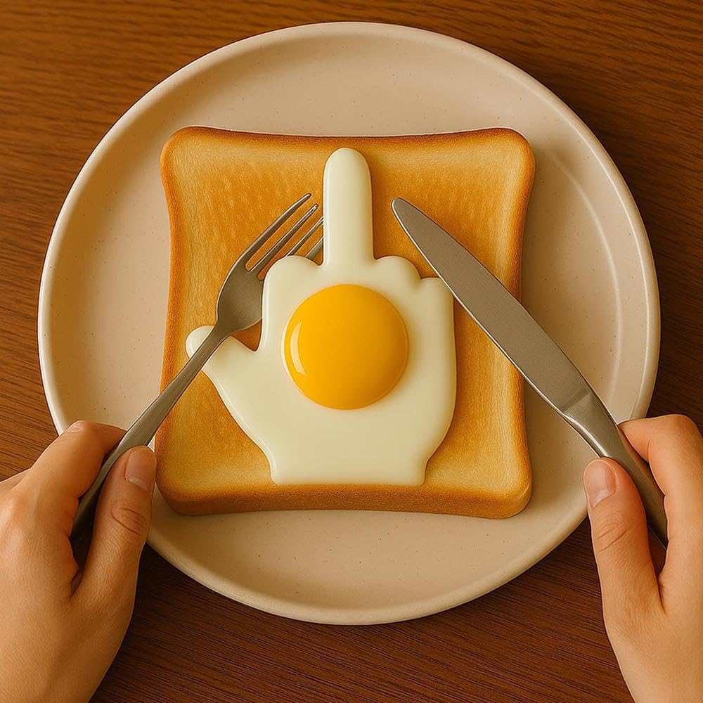 Stampo per uova per friggere, forma antiaderente per una colazione unica e maleducata, design con dito medio, regalo per gli amanti delle uova, perfetto per uso interno o in campeggio