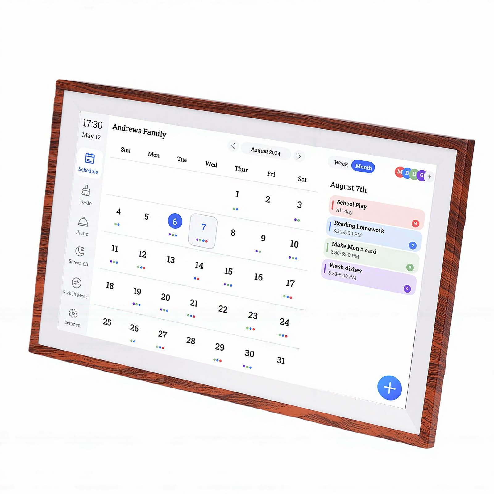 Luocute 15,6 Zoll Digitaler Kalender, Touchscreen-Familien-Organizer mit Aufgabentabelle, Essensplaner, Bilderrahmen, WLAN-Synchronisierung für, Smart Home Hub, an der Wand (EU-Stecker)
