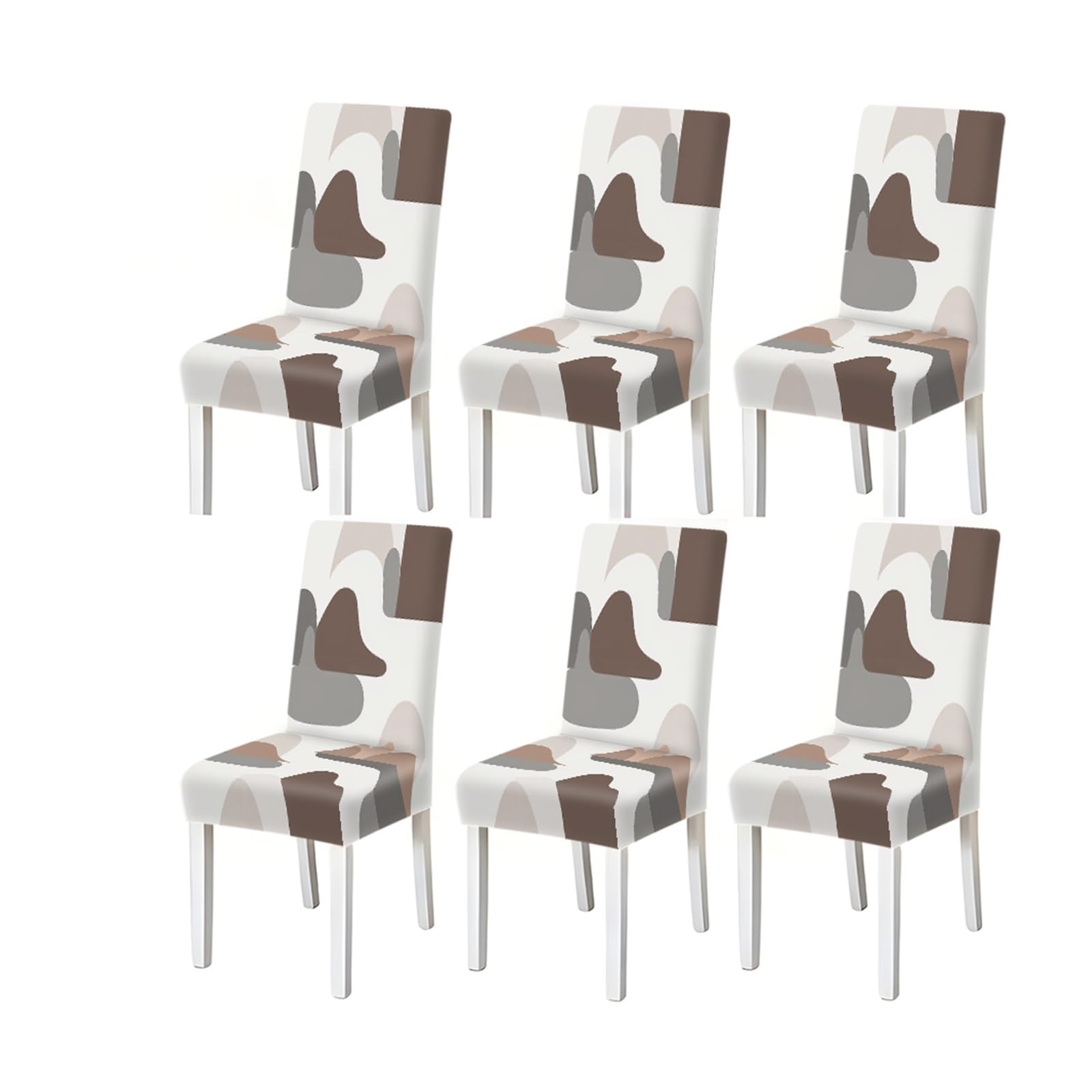KXUAUV Neutral Abstract Organic Shape Pattern Print Dining Chair Covers Set Of 2/4/6, Stretch Slipcovers For Kitchen Dining Room Seat Protectors for Restaurant Hotel Party(6PCSChair cover)