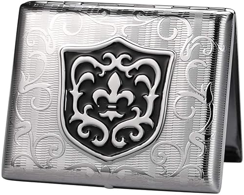 HAIGEGE Caja de Cigarrillo de Acero Inoxidable Soporte de Cigarrillo de Metal portátil Ultrafino Hombres de Moda Retro Caja de Cigarrillos for 18 Exquisita pitillera Cover