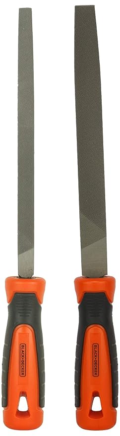 BLACK+DECKER BDHT22144 200mm Steel 2nd Cut Flat File With BLACK+DECKER BDHT22147 200mm Steel 2nd Cut Triangle File