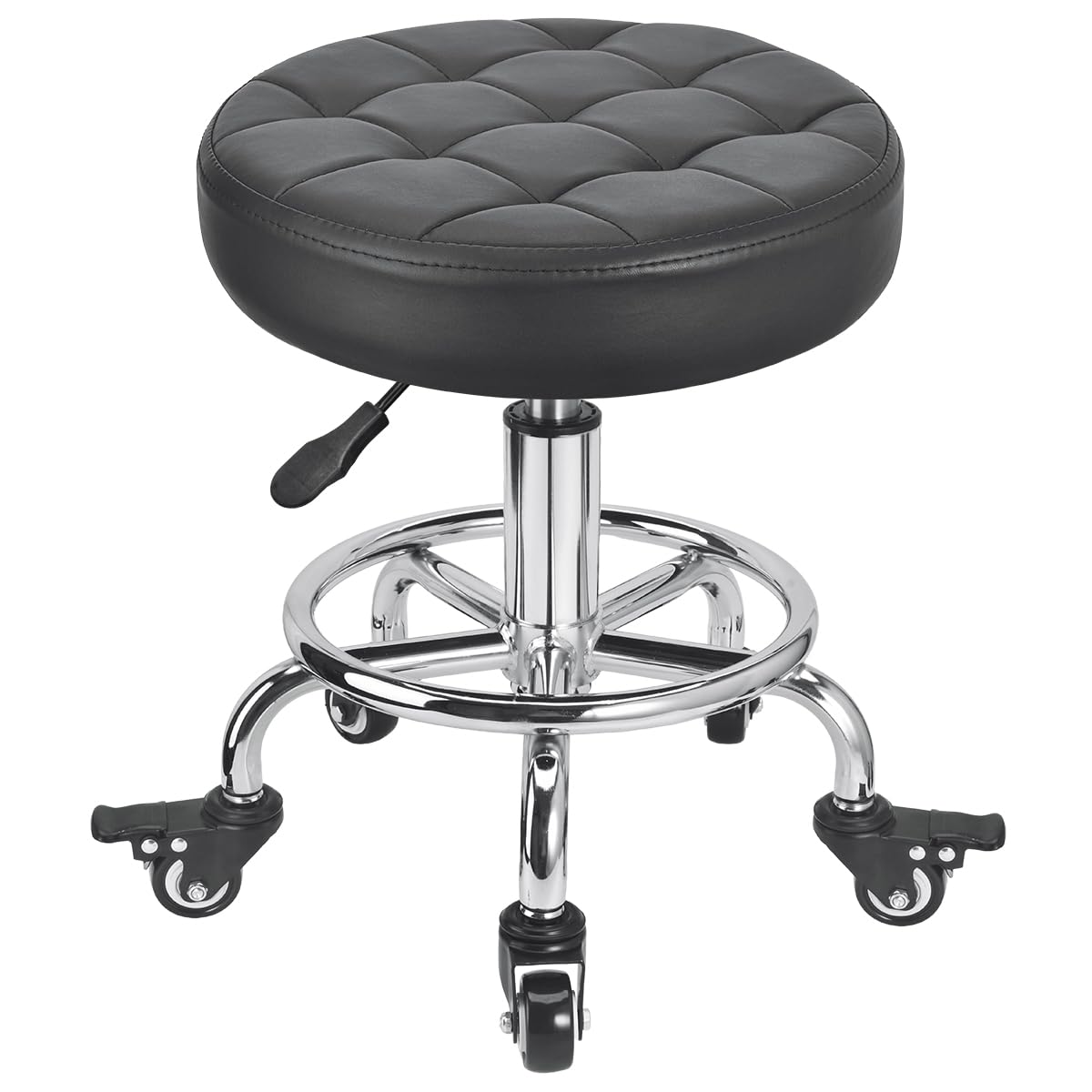 Photo 1 of FLOLXNB Rolling Stool Low Roller Seat PU Leather, Rolling Chair Height Adjustable, Garage Stool with Wheels for Manicure Mechanic Home Office Garage Shop (Style 2)