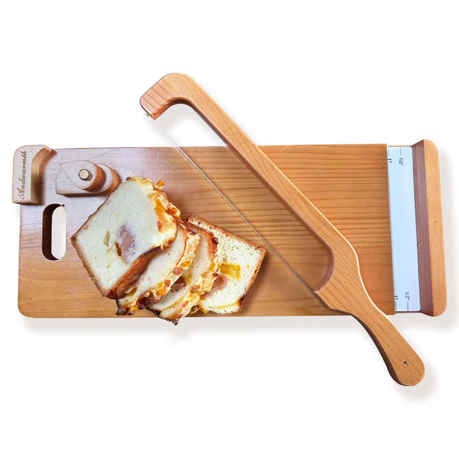 Bread Bow Set with Cutting Board – Premium Manual Bread Slicer for Sourdough & Homemade Bread, Bow Bread Knife for Even Slicing, Sourdough Bread Cutter, Bread Saw for Sourdough Loaves(Right)