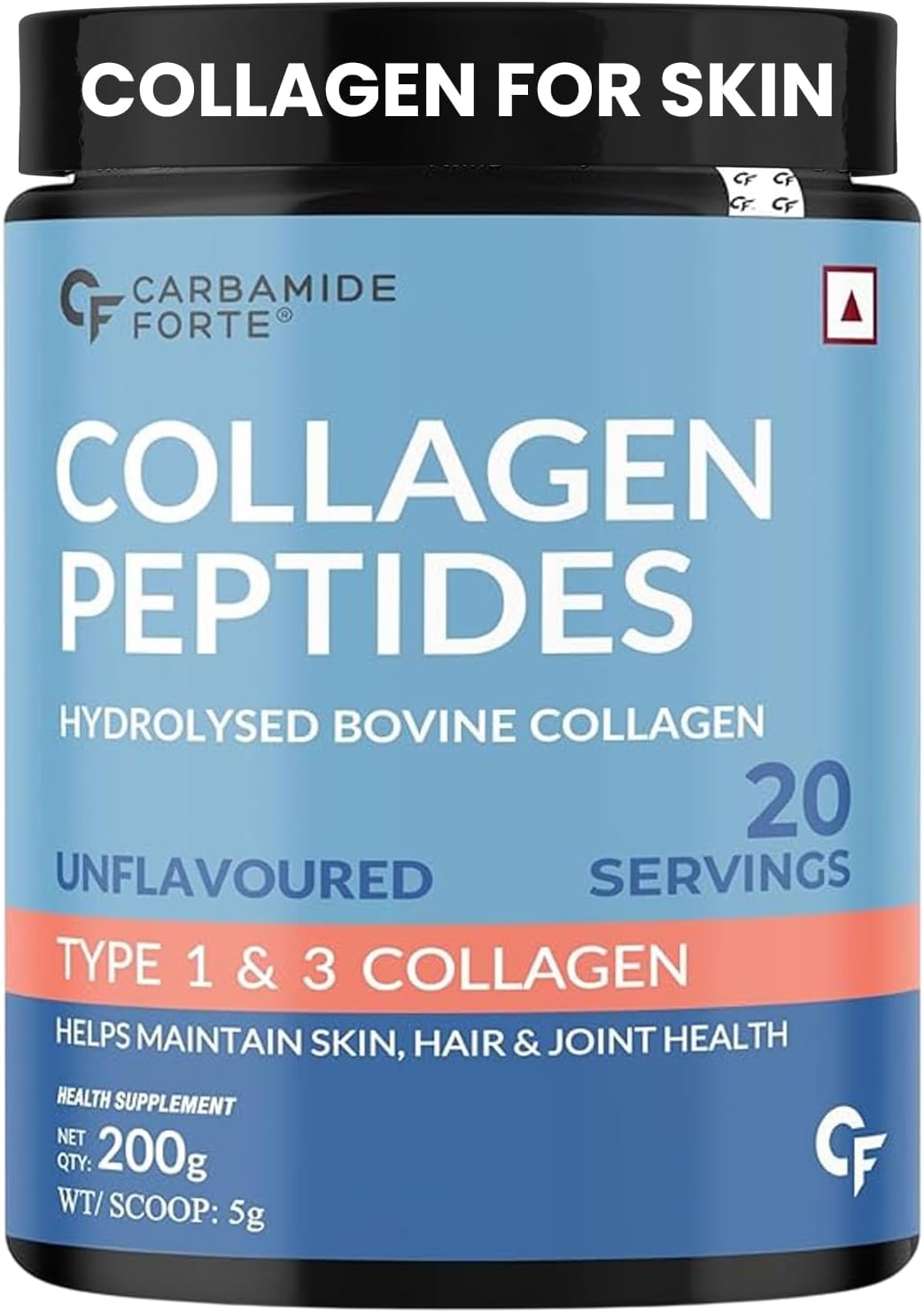 Carbamide Forte Hydrolyzed Collagen Powder - with Type 1 & 3 Collagen Peptides | Unflavored Collagen Supplements - 200g