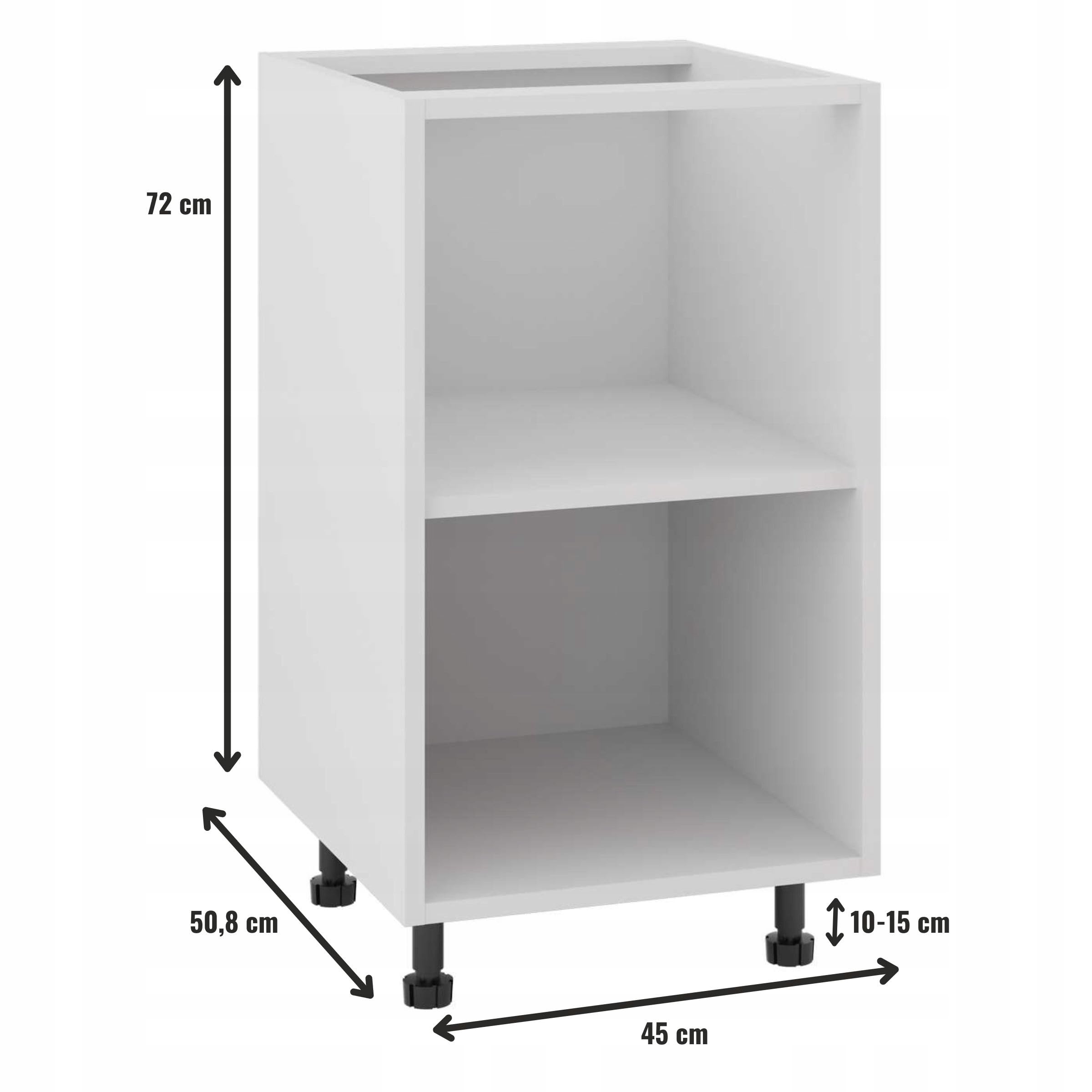 Unterschrank 45/82 mit Zubehör - modulare Küche - verstellbare Füße - Soft-Close - 18 mm Möbelplatte - einfach zu montieren - ideal für Küchen - Weiß