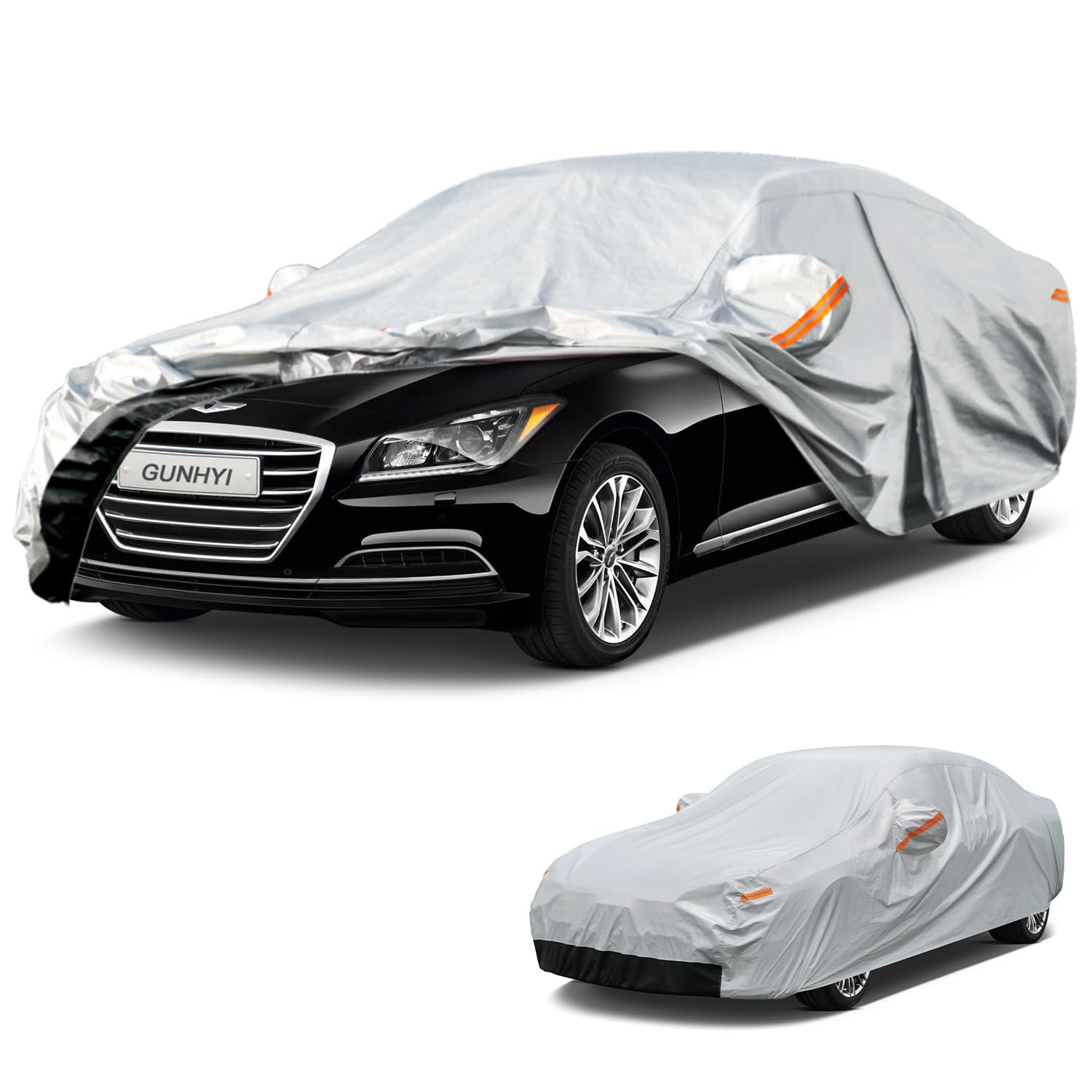 GUNHYI 6 Layer Car Cover Custom Fit Hyundai Genesis Sedan (2008-2016) Waterproof All Weather, Heavy Duty Outdoor Snow Sun Rain Uv Protection (Ships from US Warehouse, Delivery 3-8 Days)