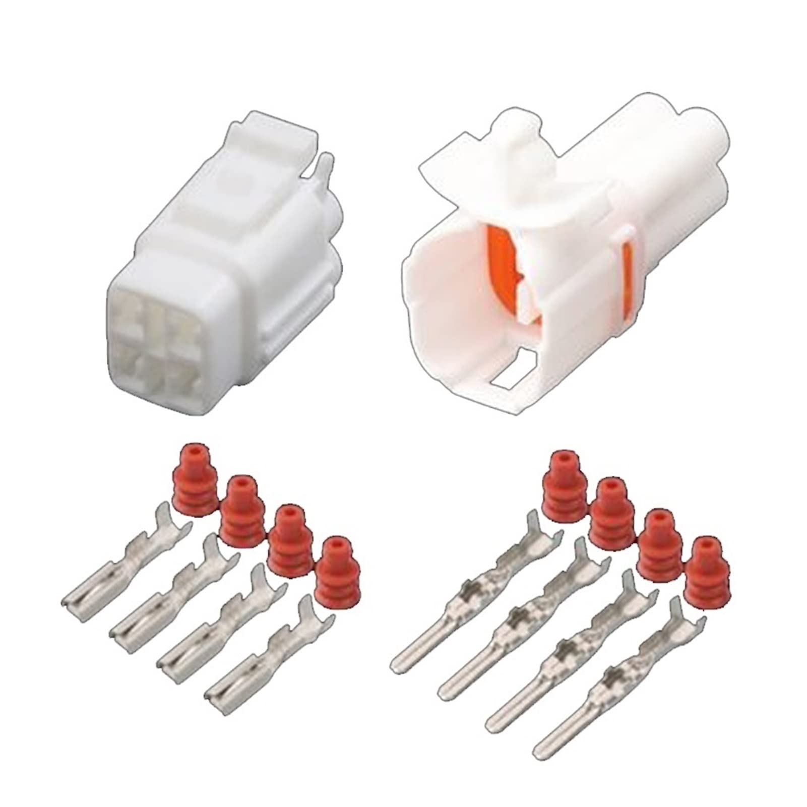 1/5/10/20 / 50 / Ensembles 4 Broches mâles imperméables mâle Femelle Auto connecteur électrique Bouchons de câblage Blanc scellé 6188-0217 (Color : 4p Female Male, Package : 20 Sets)