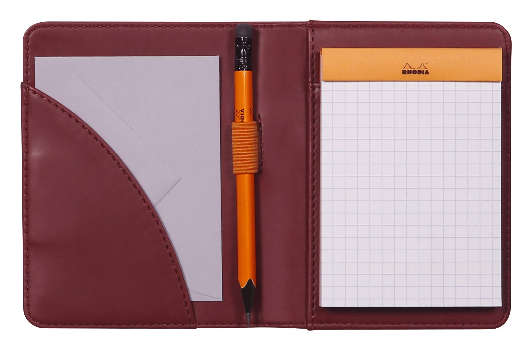 RHODIA 211008C – Teczka na notatnik i dokumenty N°11 Bordowa – na bloczki i notatniki w formacie A7 (7,4 × 10,5 cm) – wysokiej jakości włoska skóra ekologiczna