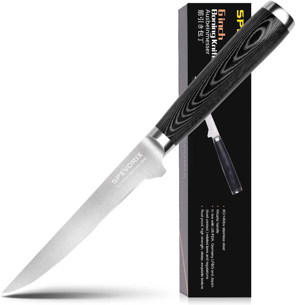 6 inch Fillet Knife,Boning knife Razor Sharp High Precision Fillet Knife with Micarta handle