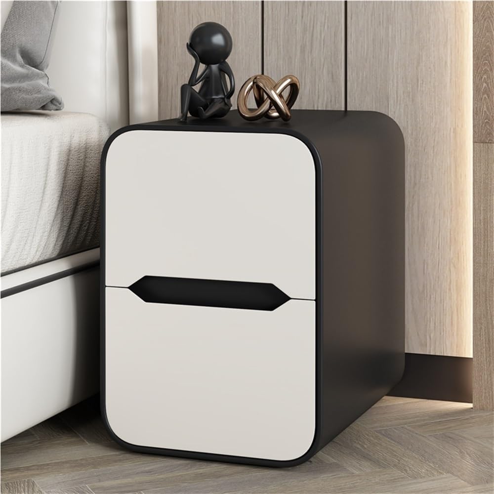 Narrow End Table, Side Table with Drawer, Small Bedside Tables, Skinny s, Cabinet, Tables for Spaces, Bedroom(Black,19.7 * 14.6 18.9in)