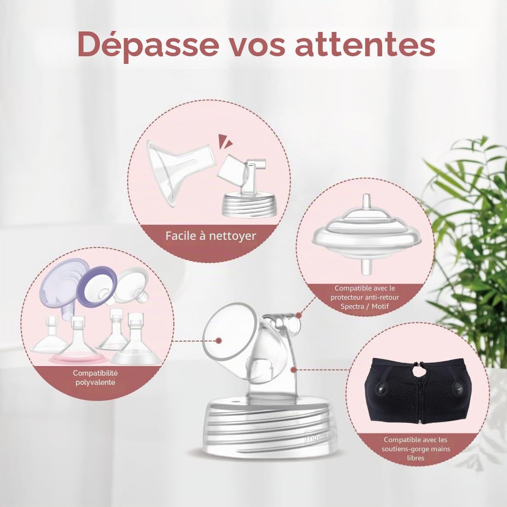 Maymom connecteurs à col large 2 pièces, compatibles avec Spectra S1 et S2, compatibles avec téterelles Medela PersonalFit, Pumpin Pal, Lansinoh et Maymom MyFit/Crater